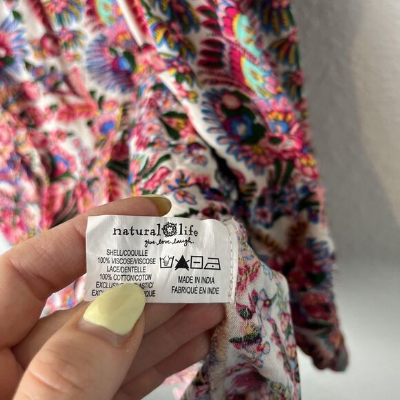 Natural Life Dress Womens Medium Boho Smocked Waist Lightweight Floral Viscose - Picture 5 of 8